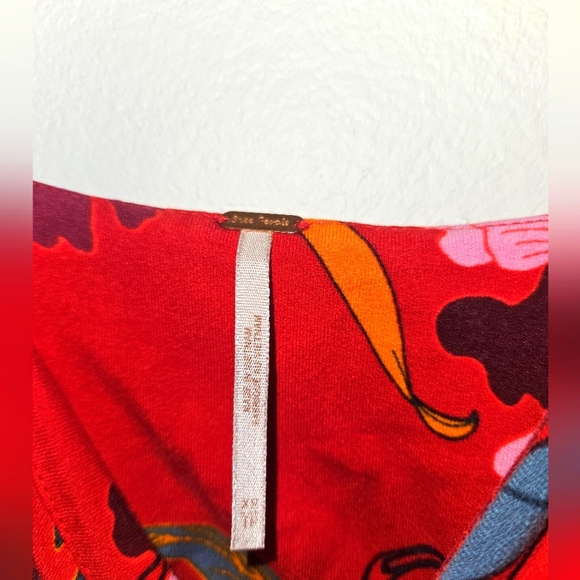 FREE PEOPLE-Sweet Cherry Red Floral Bodycon Dress size xs - Picture 5 of 5